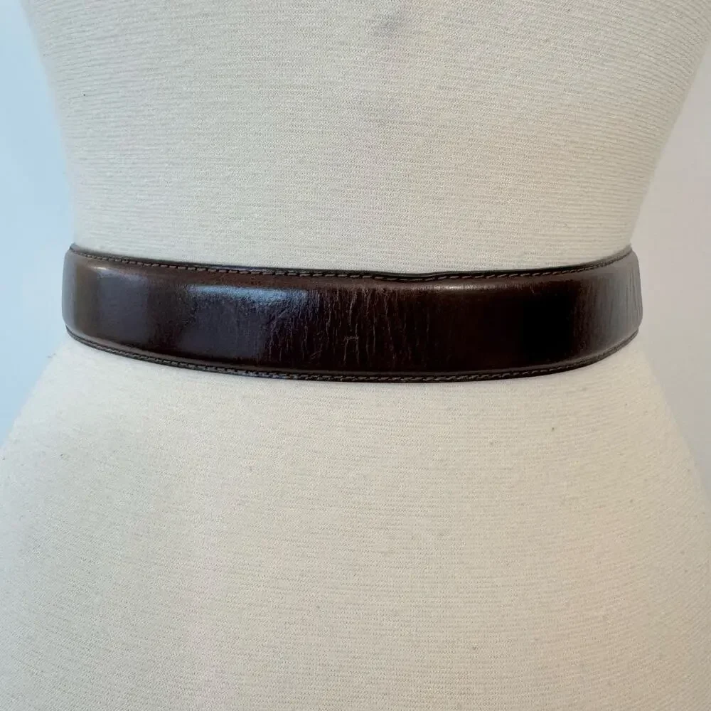 Fossil Brown Leather Belt Silver-Tone Hardware Boho Design Size M